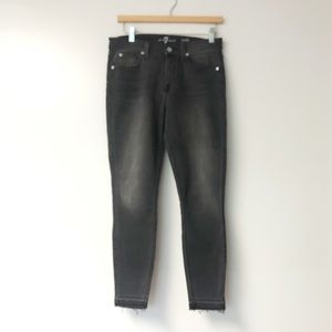 7 for all mankind black ankle Gwenevere raw edge jeans 30